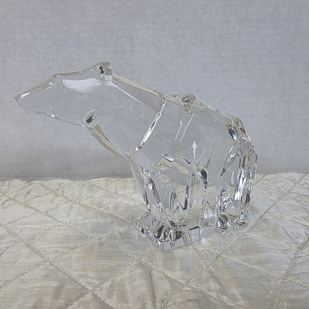 Rare Arnolfo di Cambio Italian Crystal Polar Bear Sculpture Signed